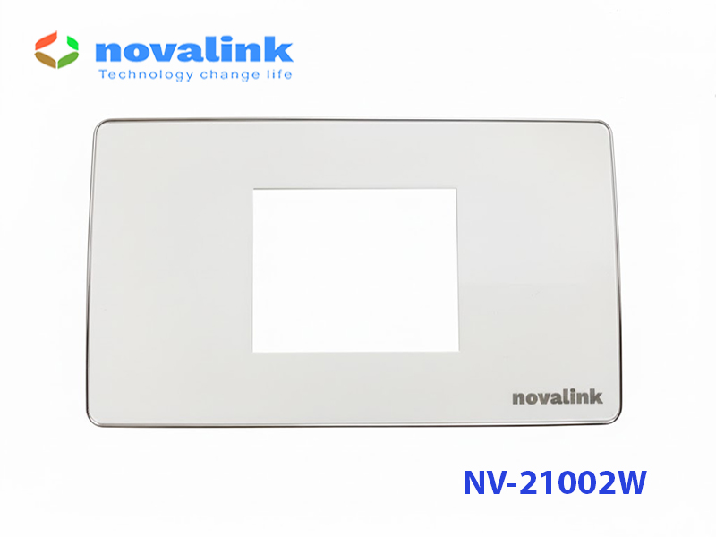 Mặt 2 thiết bị Novalink lắp âm tường NV-21002WS  hình chữ nhật mầu trắng xứ